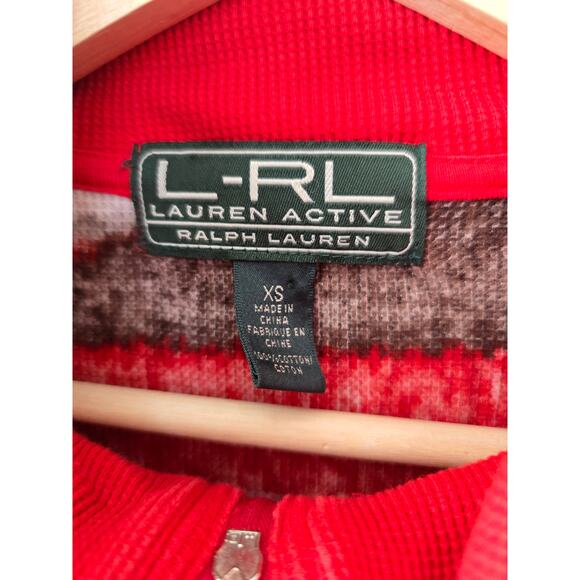 Lauren Active Ralph Lauren Red Tribal Print Zip Jacket XS – Vented Knit Winter - Picture 2 of 6